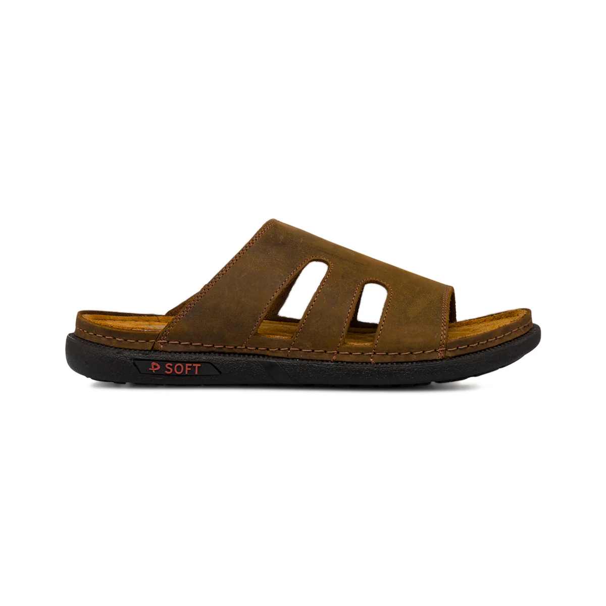 Ciabatte casual comfort Marroni da Uomo in Pelle P Soft