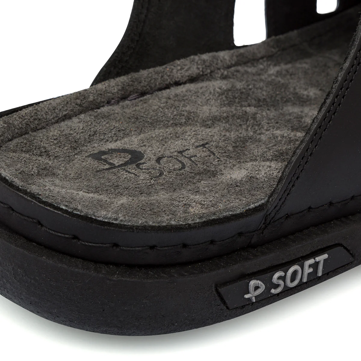 Ciabatte Casual Comfort Nere da Uomo in Pelle P Soft - Image 4