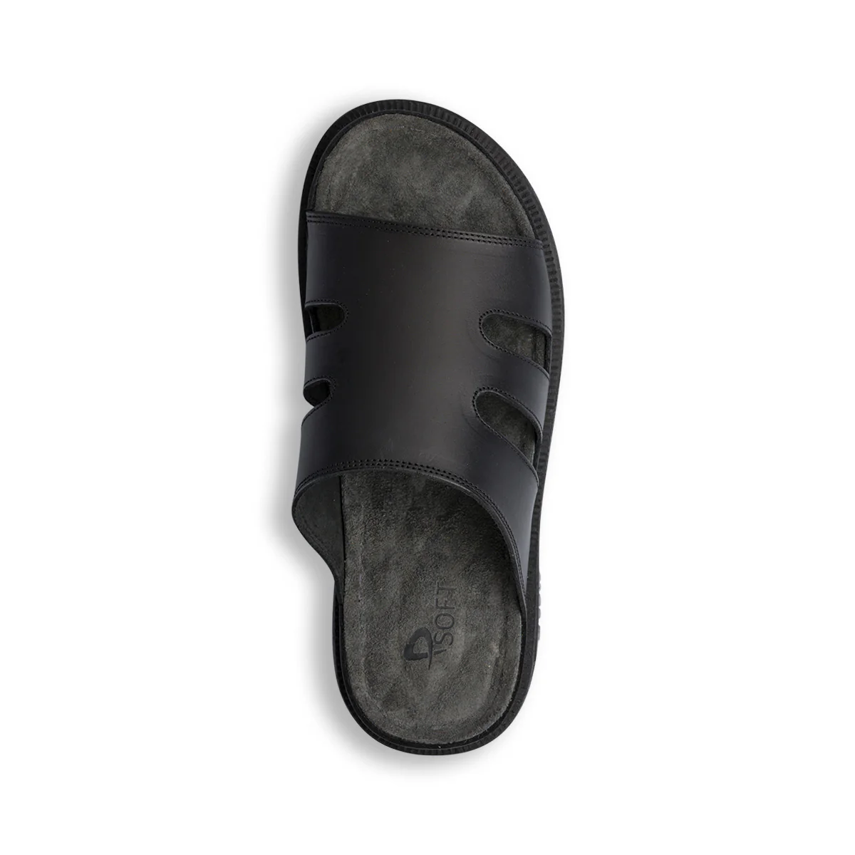 Ciabatte Casual Comfort Nere da Uomo in Pelle P Soft - Image 5
