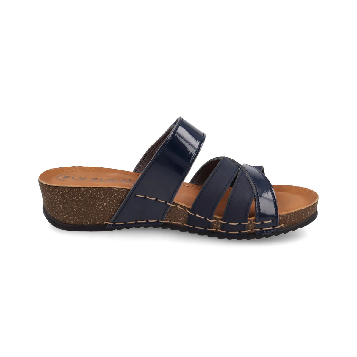 Ciabatte con zeppa blu e dettaglio incrociato da Donna Fly Flot - Image 3