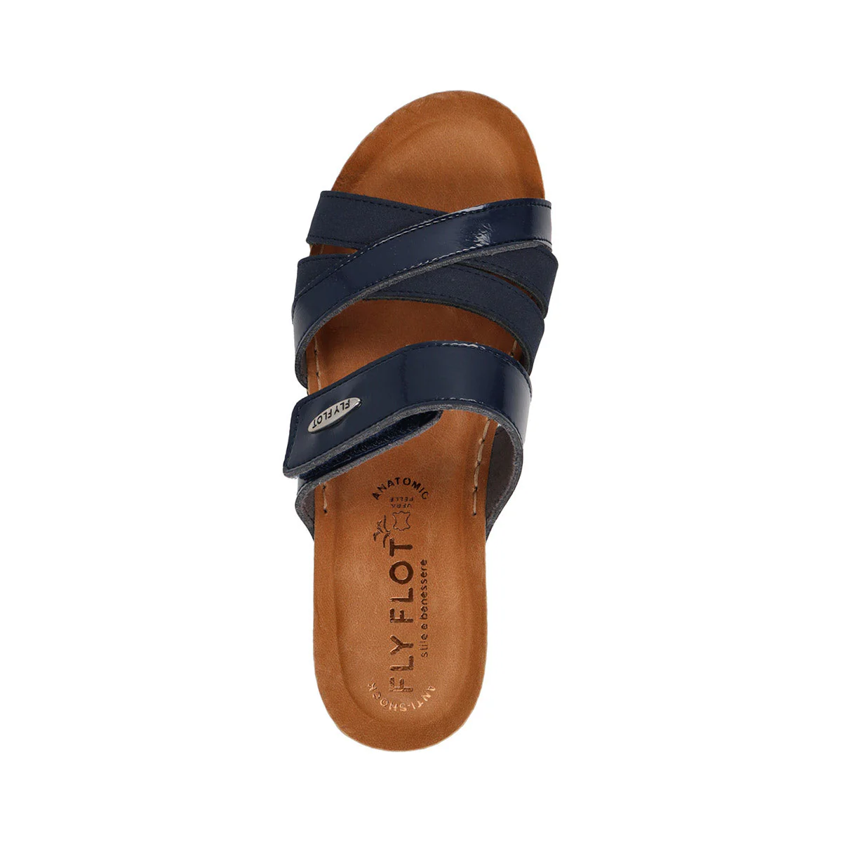Ciabatte con zeppa blu e dettaglio incrociato da Donna Fly Flot - Image 4
