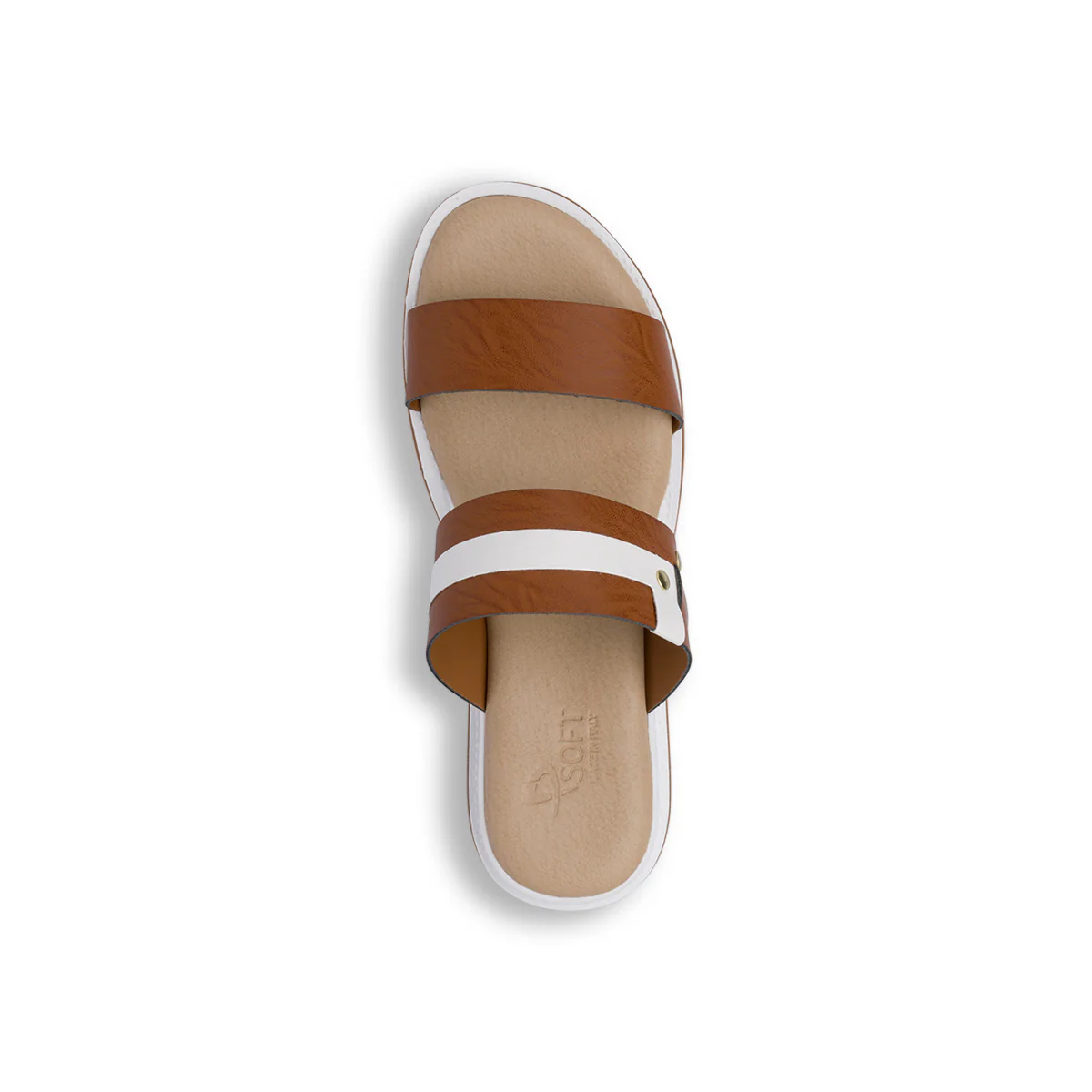 Ciabatte con zeppa comfort bicolore cuoio e bianco da Donna P Soft - Image 5