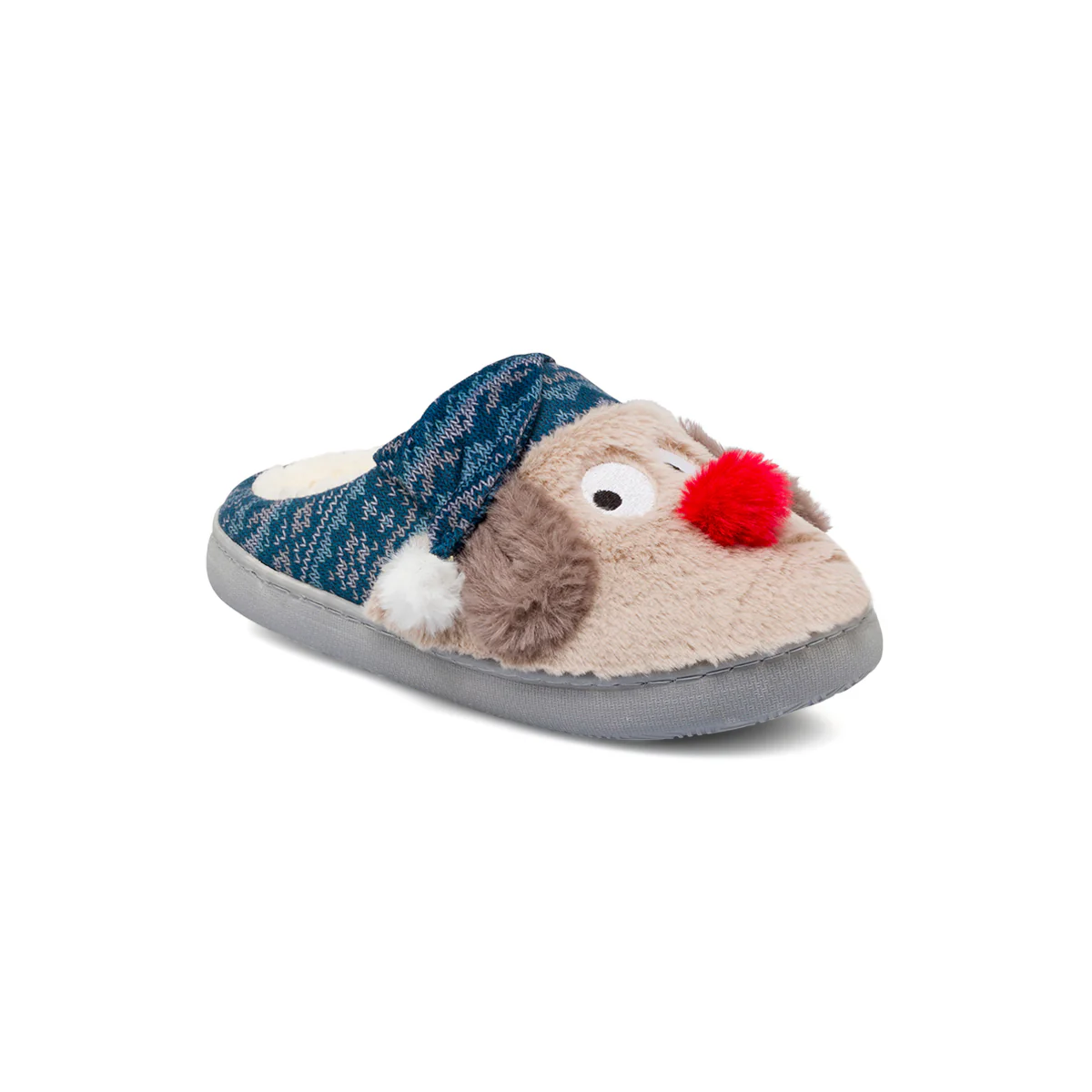 Ciabatte da bambina blu in tessuto con cane peluche Griff - Image 2