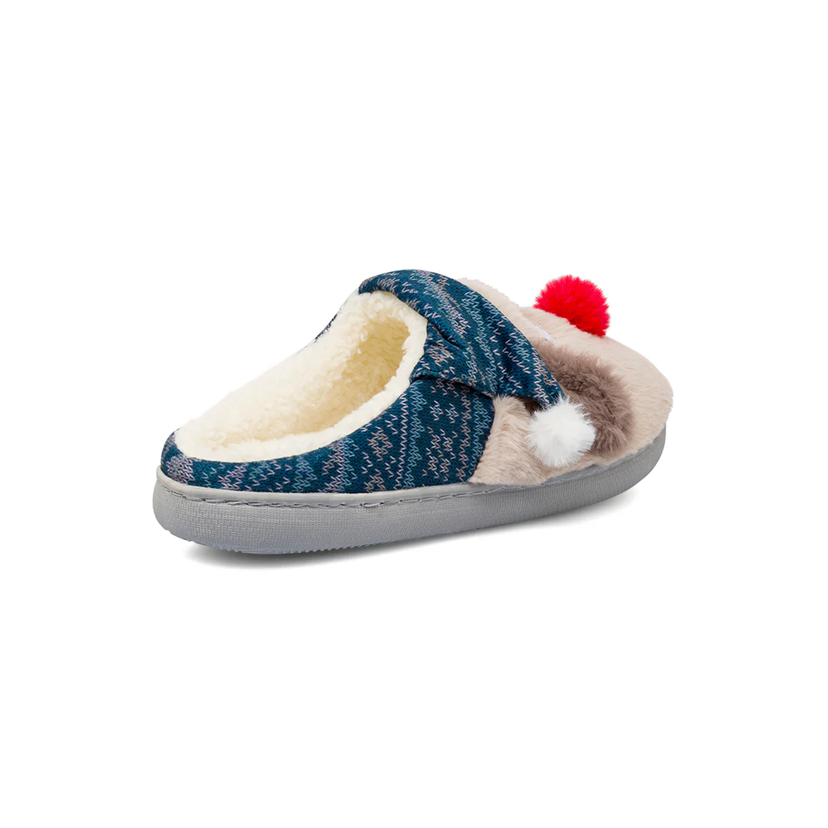 Ciabatte da bambina blu in tessuto con cane peluche Griff - Image 3
