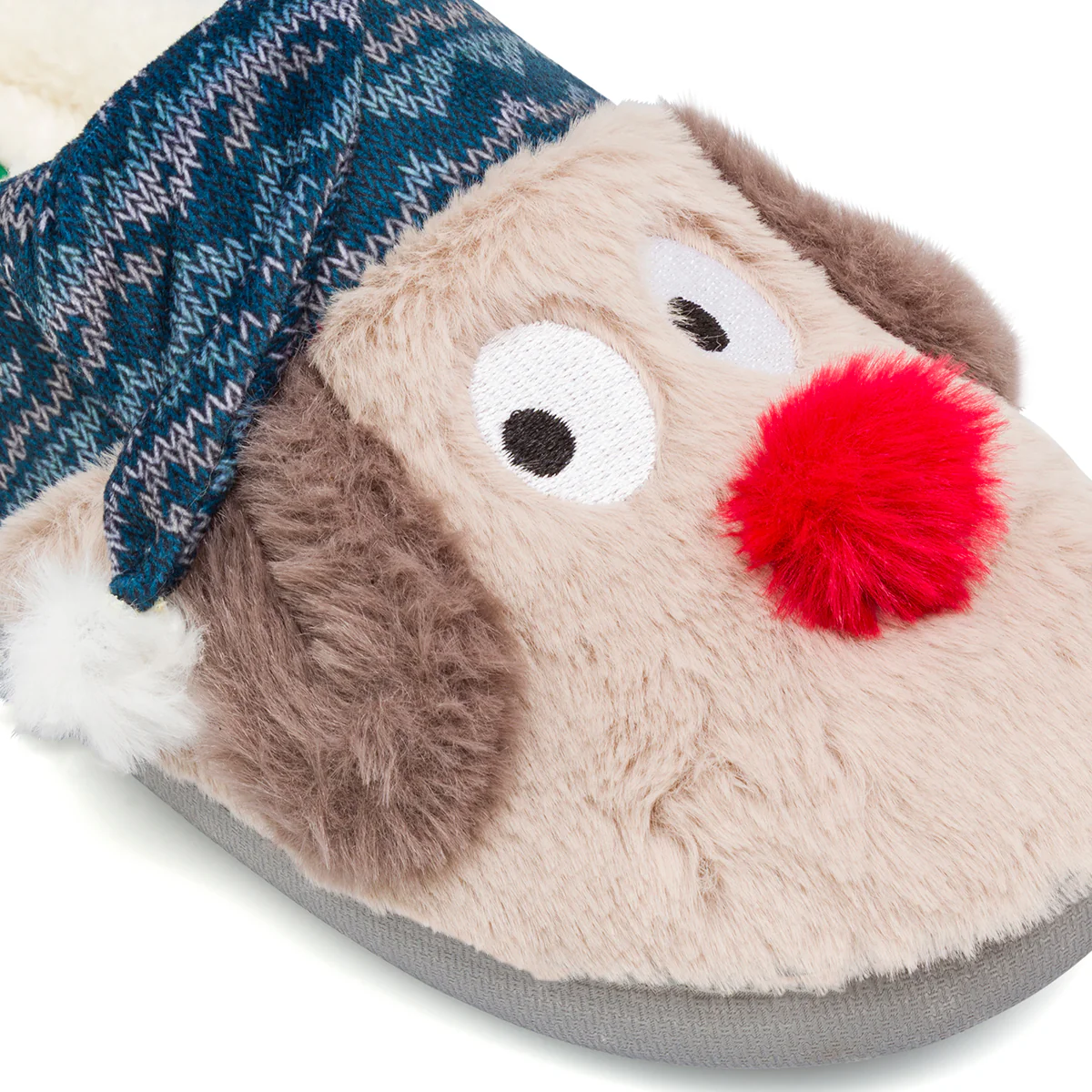 Ciabatte da bambina blu in tessuto con cane peluche Griff - Image 4