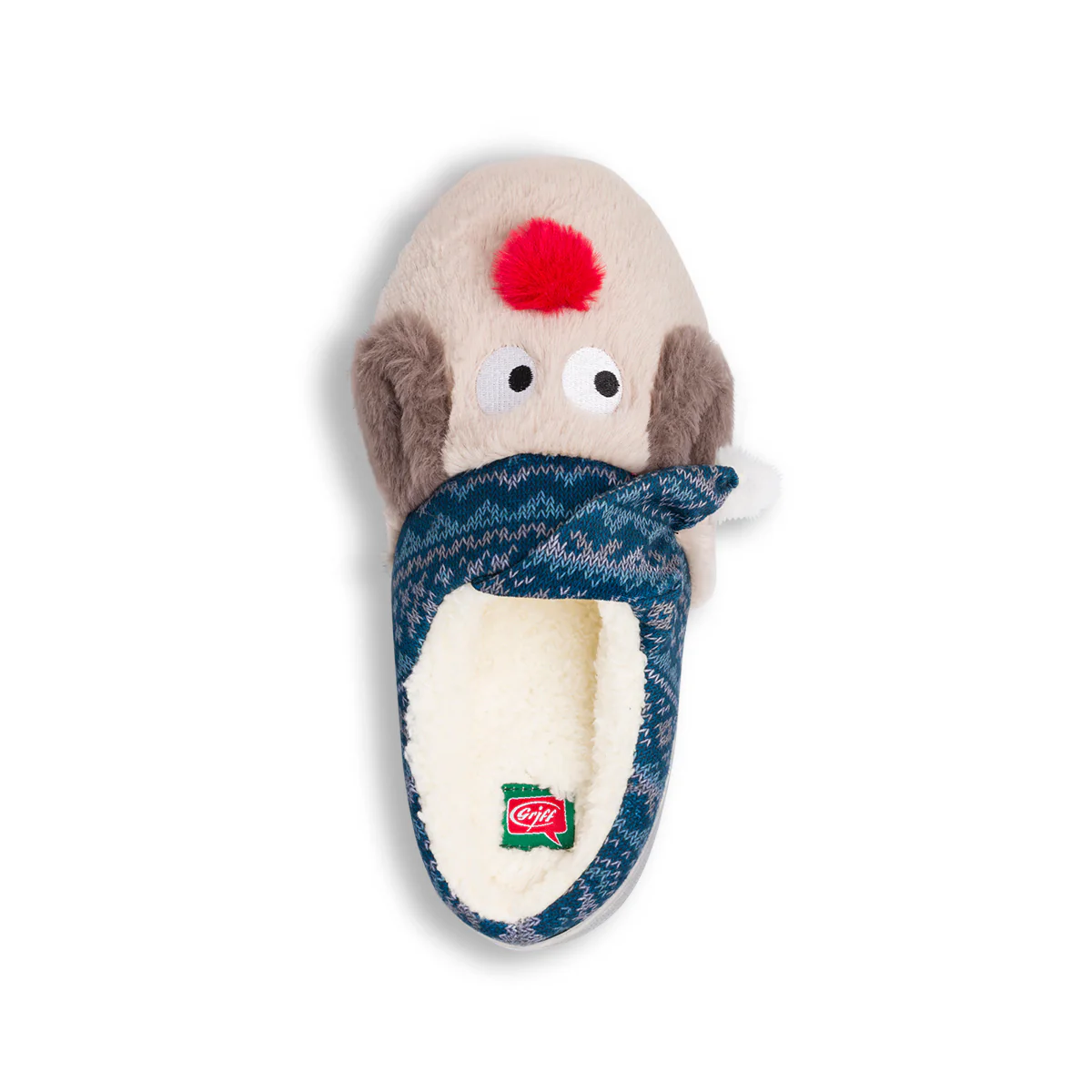 Ciabatte da bambina blu in tessuto con cane peluche Griff - Image 5