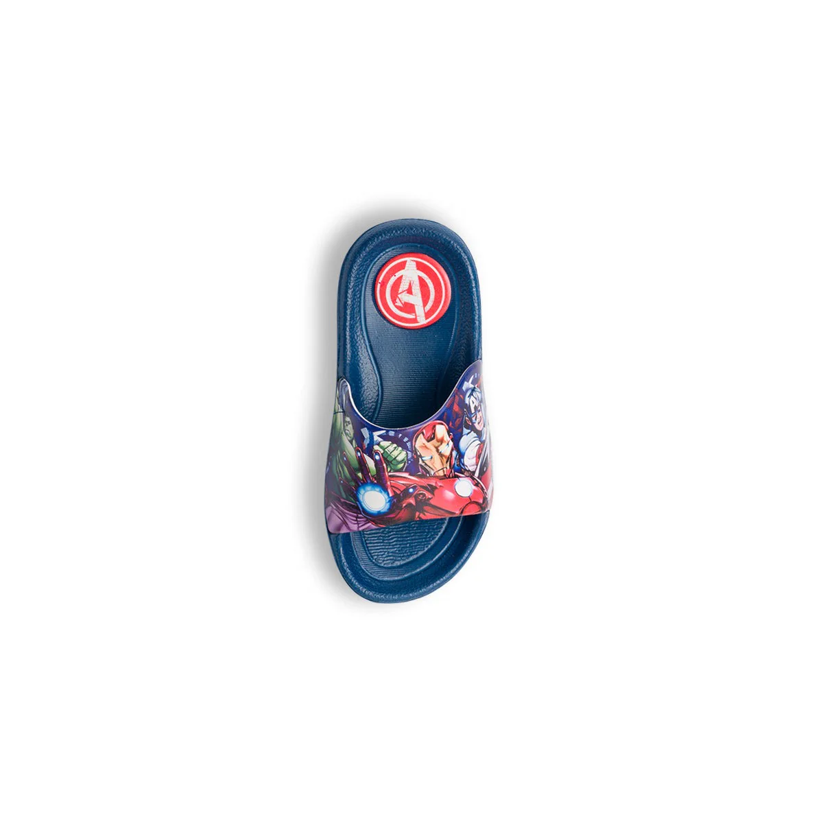 Ciabatte da bambino blu fascia singola e stampa Avengers
