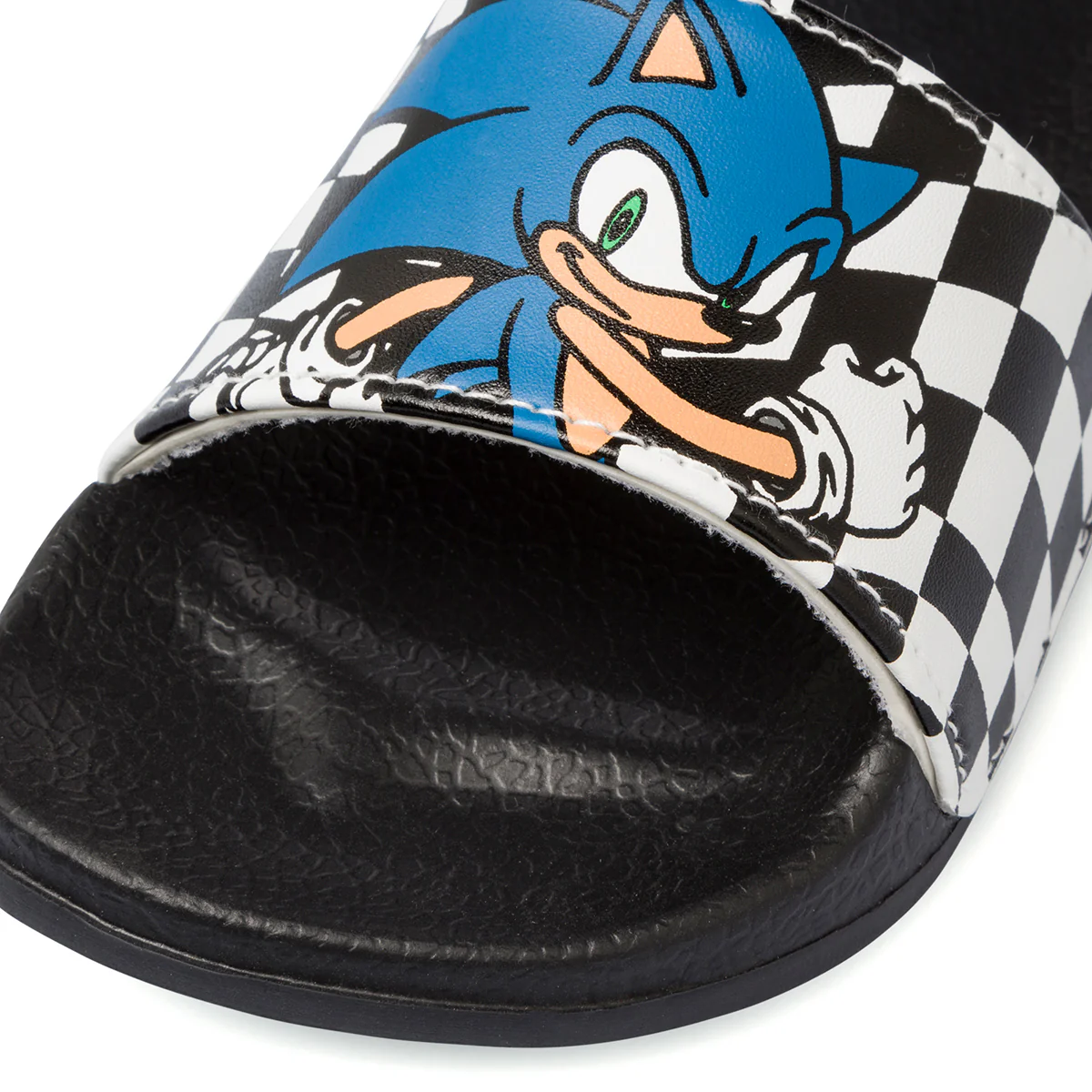 Ciabatte da bambino nere e bianche fascia singola e stampa frontale Sonic - Image 6