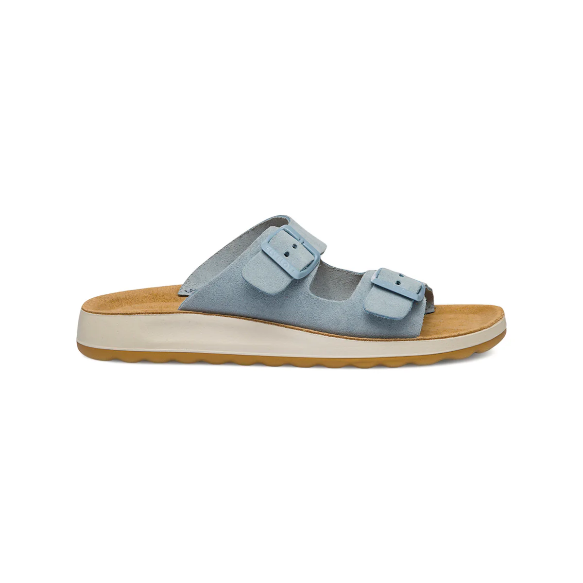 Ciabatte da donna azzurre in pelle scamosciata con sottopiede anti-shock Fly Flot