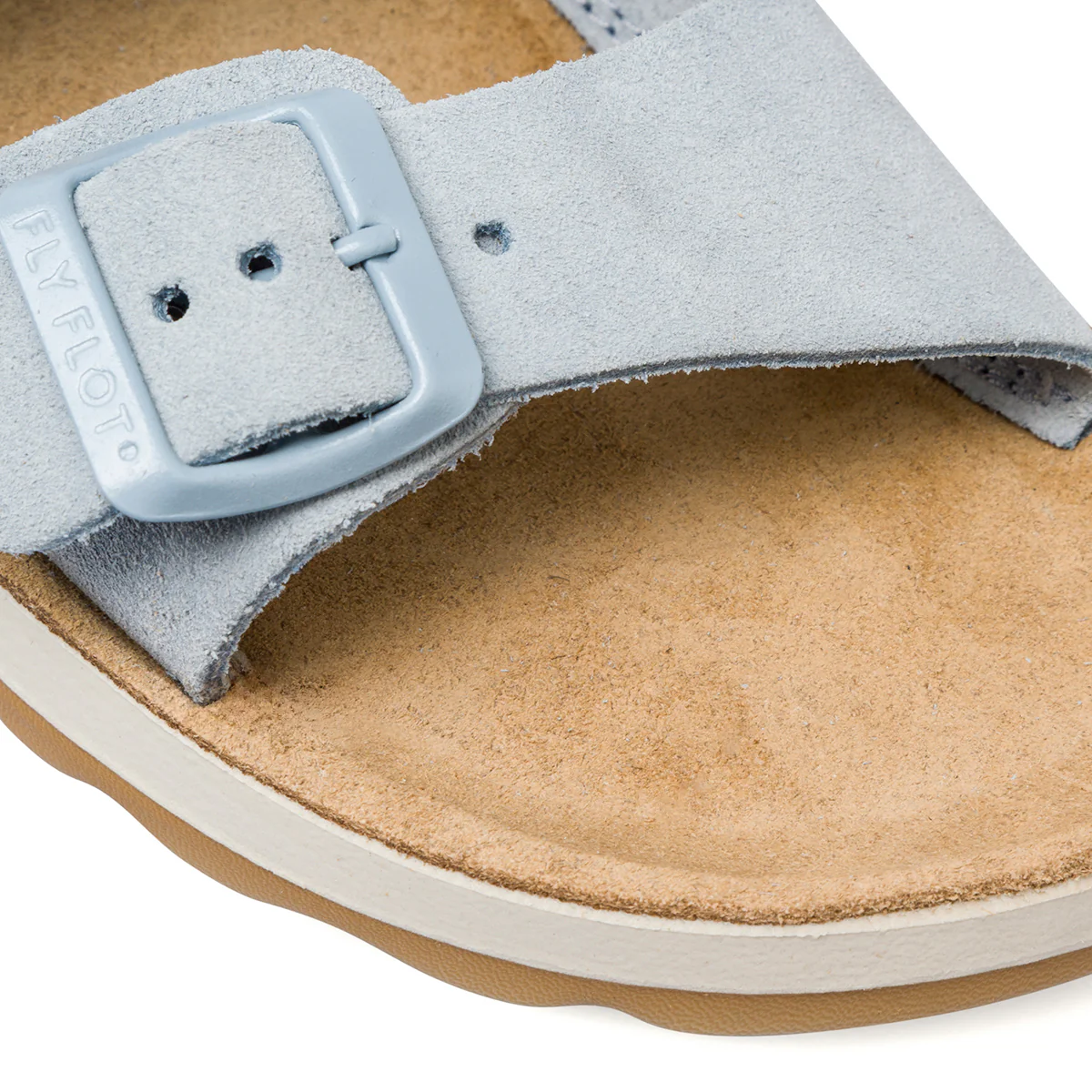 Ciabatte da donna azzurre in pelle scamosciata con sottopiede anti-shock Fly Flot - Image 5