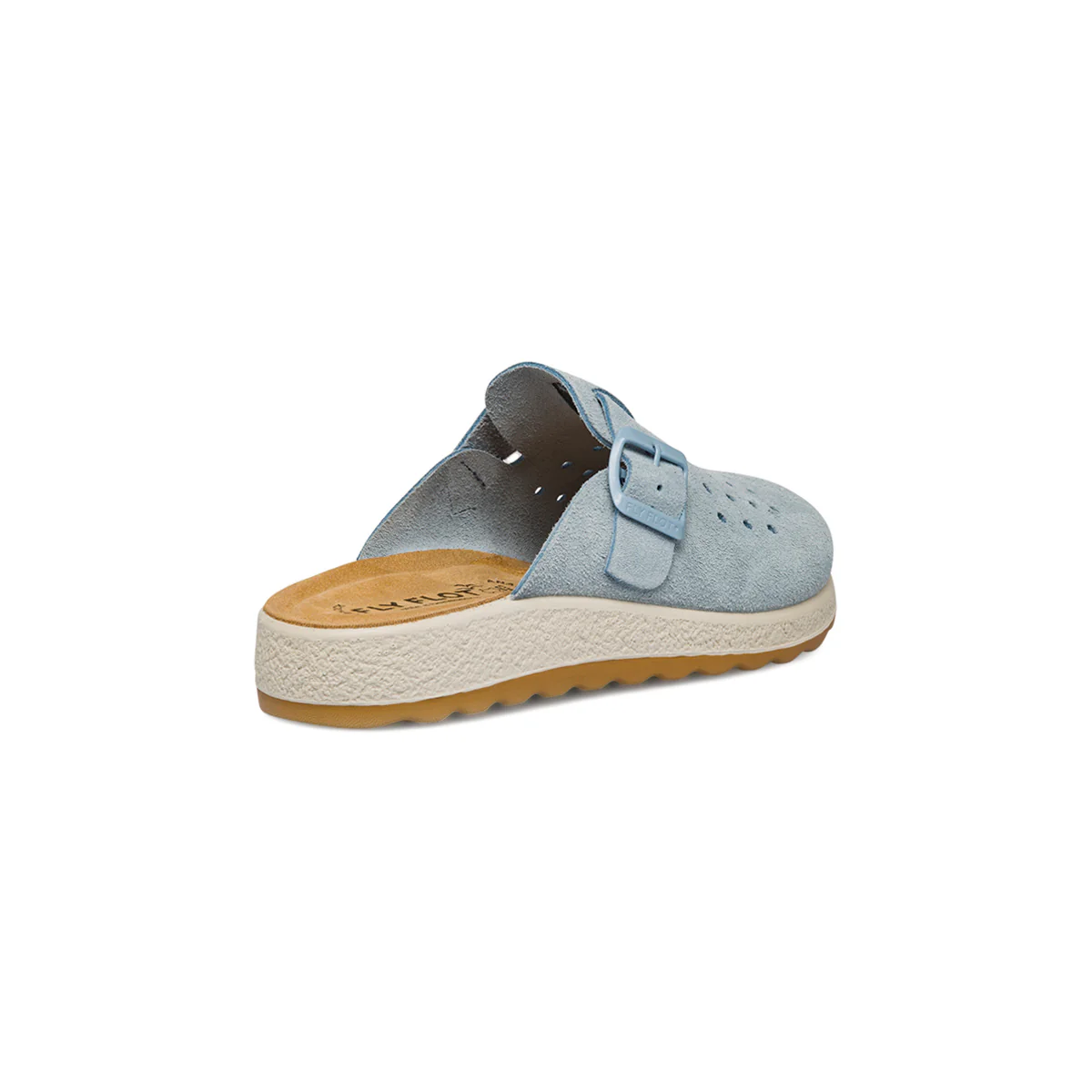 Ciabatte da donna azzurri in pelle scamosciata con sottopiede anti-shock Fly Flot - Image 3