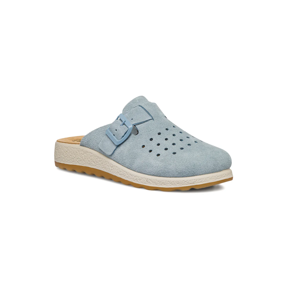 Ciabatte da donna azzurri in pelle scamosciata con sottopiede anti-shock Fly Flot - Image 4