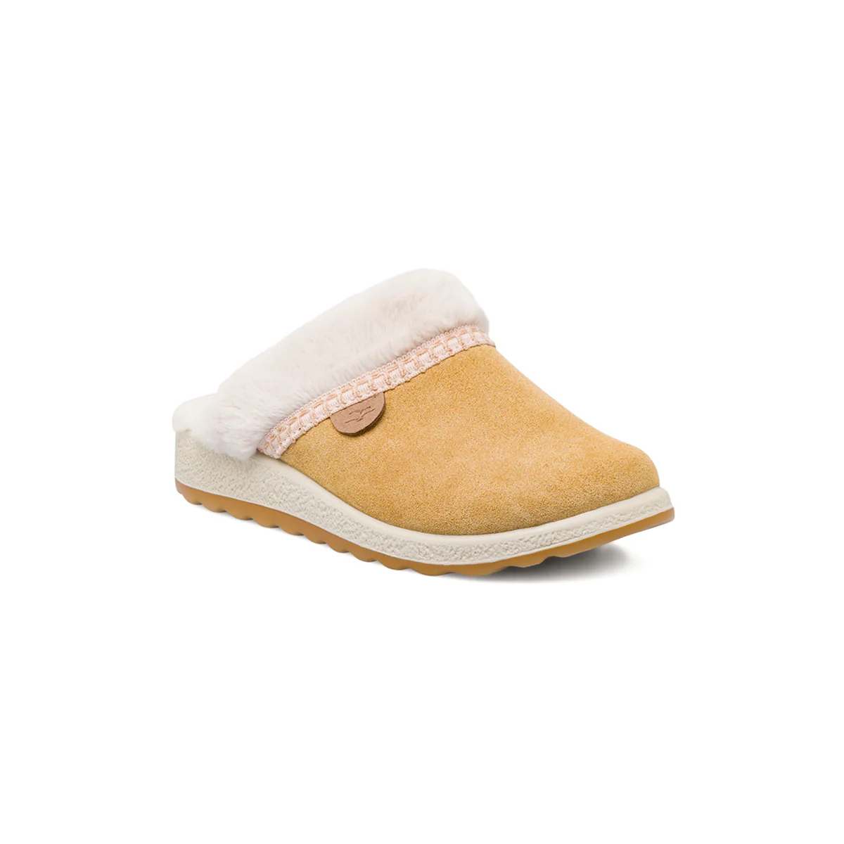 Ciabatte da donna beige con calda fodera in pelliccia sintetica Fly Flot - Image 2