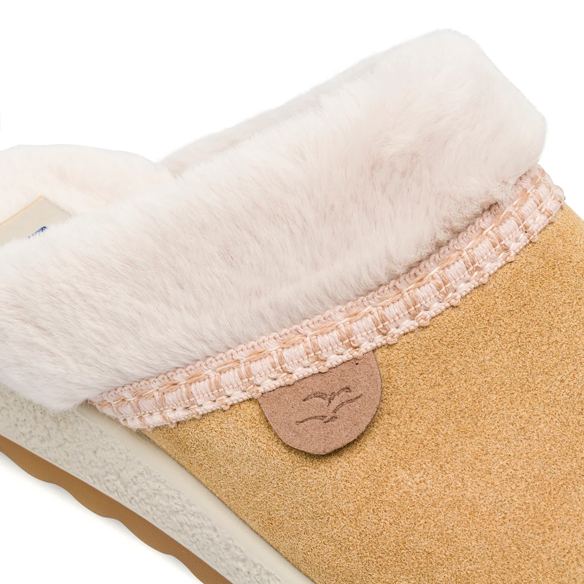 Ciabatte da donna beige con calda fodera in pelliccia sintetica Fly Flot - Image 4