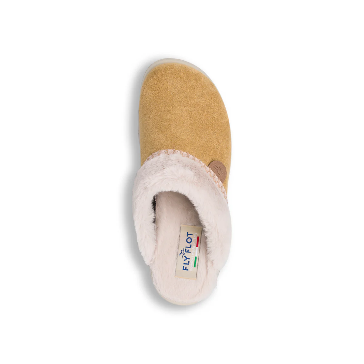 Ciabatte da donna beige con calda fodera in pelliccia sintetica Fly Flot - Image 5