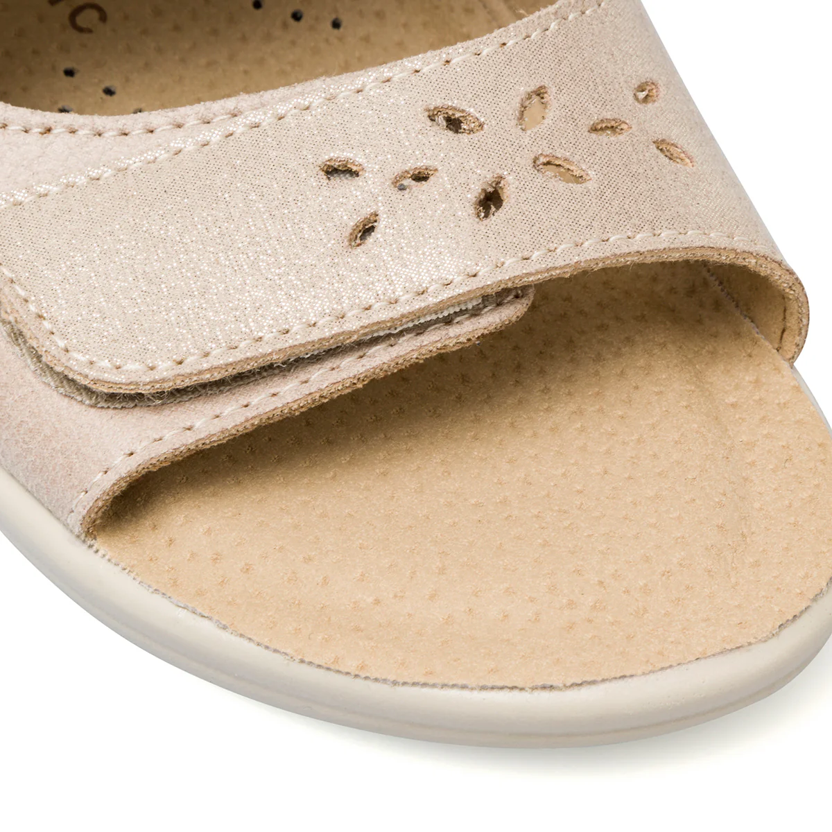 Ciabatte da donna beige con sottopiede in pelle e dettagli traforati Fly Flot - Image 5