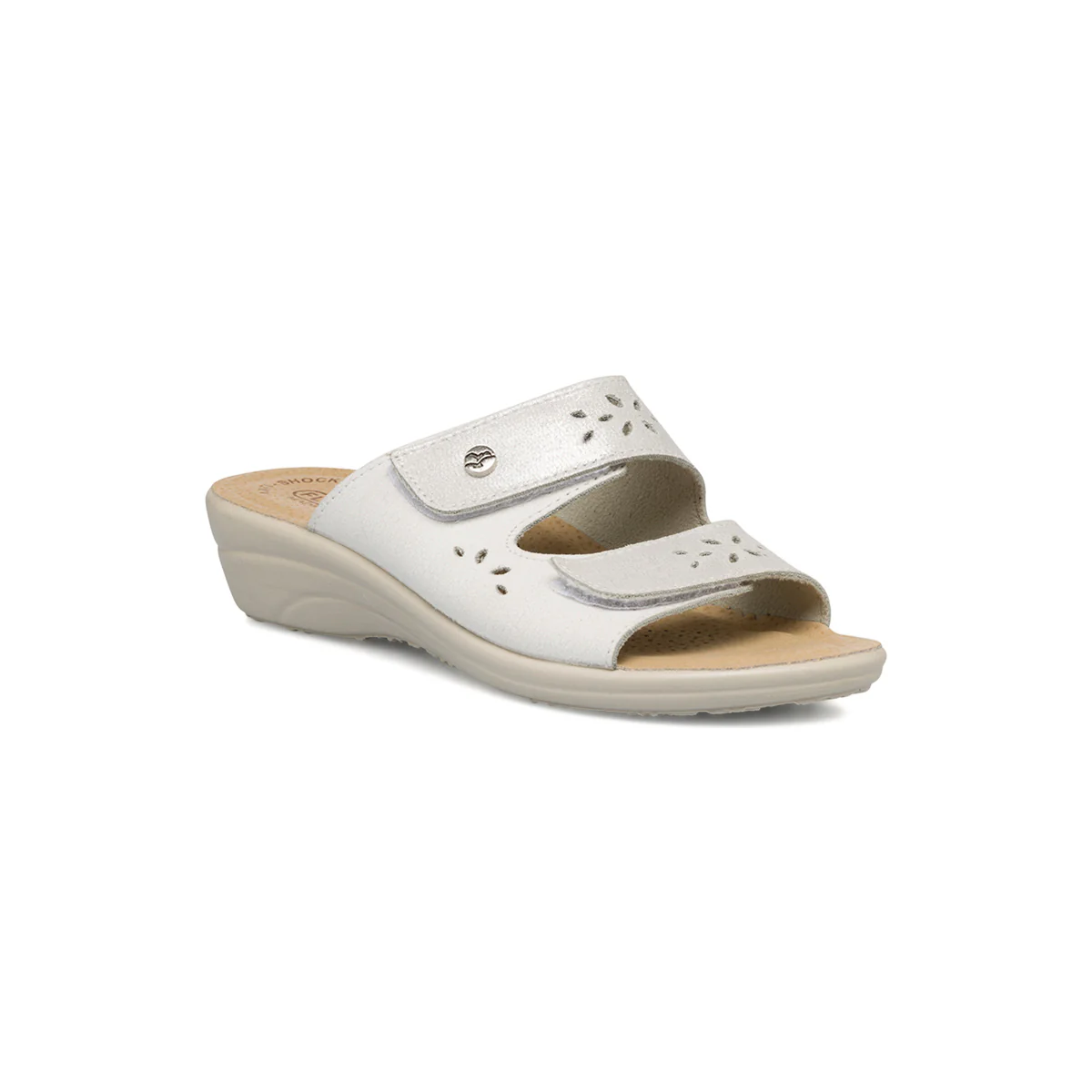 Ciabatte da donna bianche con sottopiede in pelle e dettagli traforati Fly Flot - Image 2