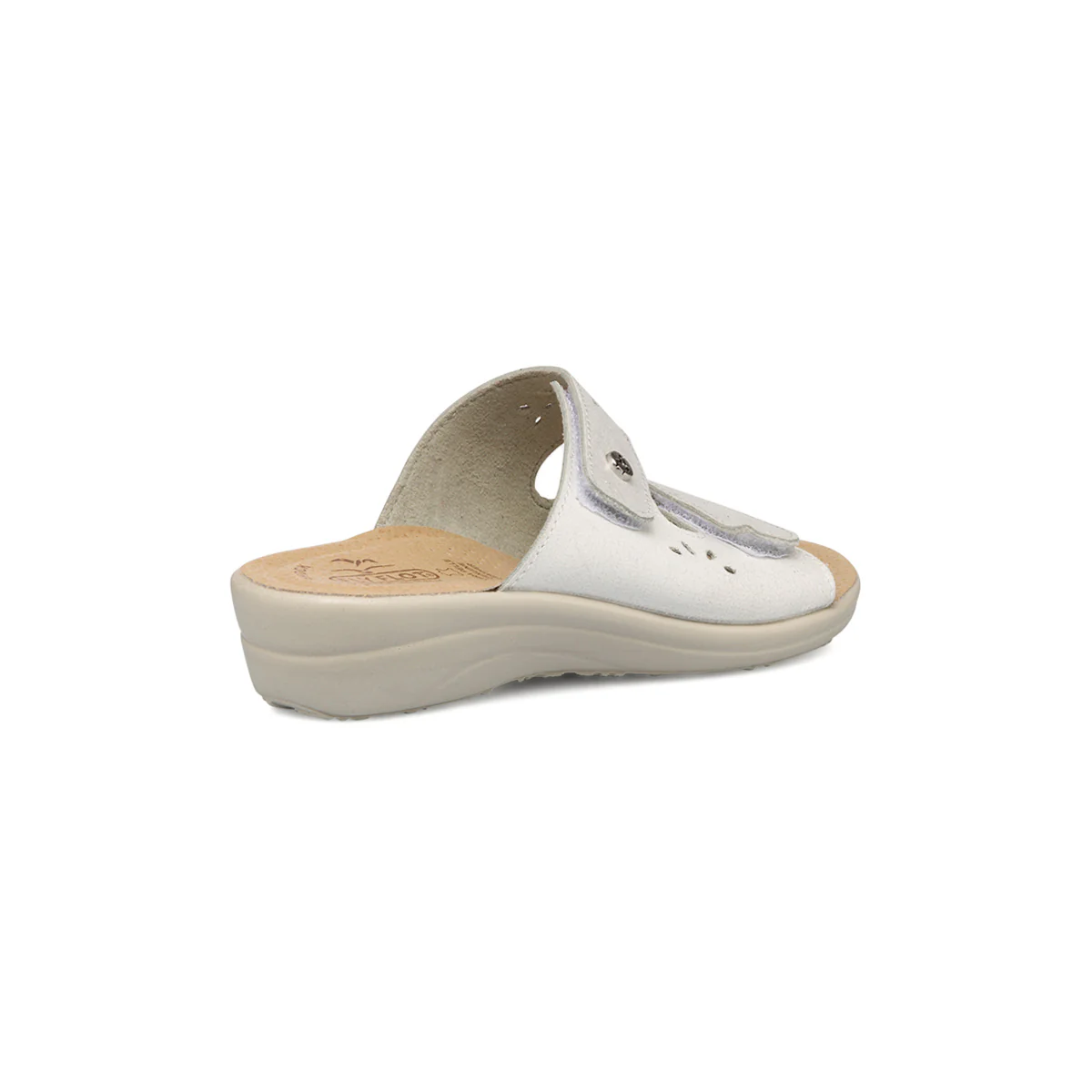Ciabatte da donna bianche con sottopiede in pelle e dettagli traforati Fly Flot - Image 3