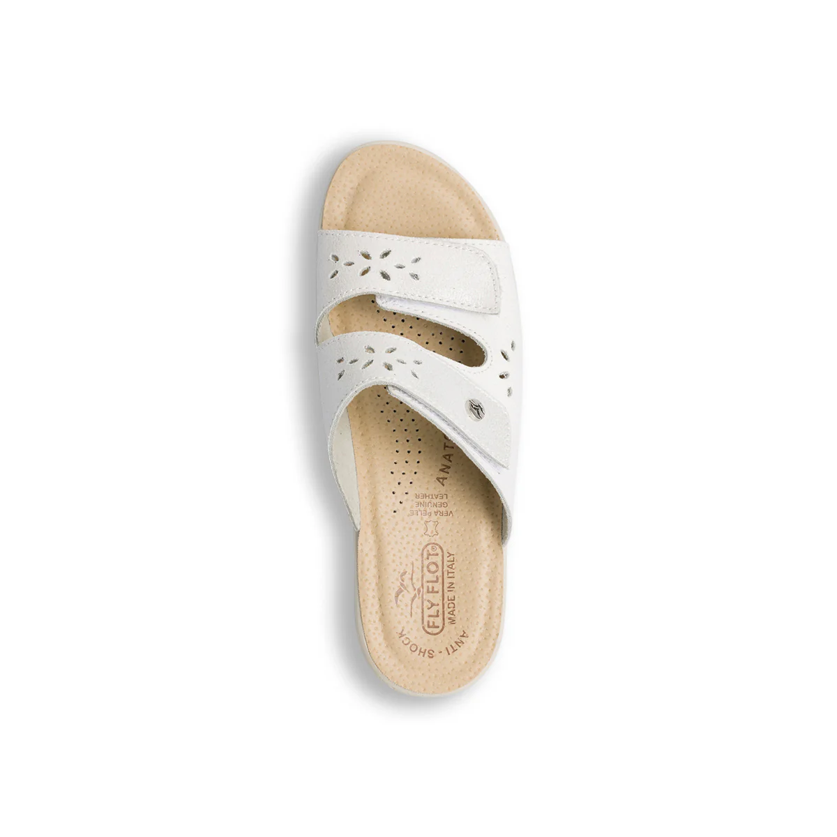 Ciabatte da donna bianche con sottopiede in pelle e dettagli traforati Fly Flot - Image 4