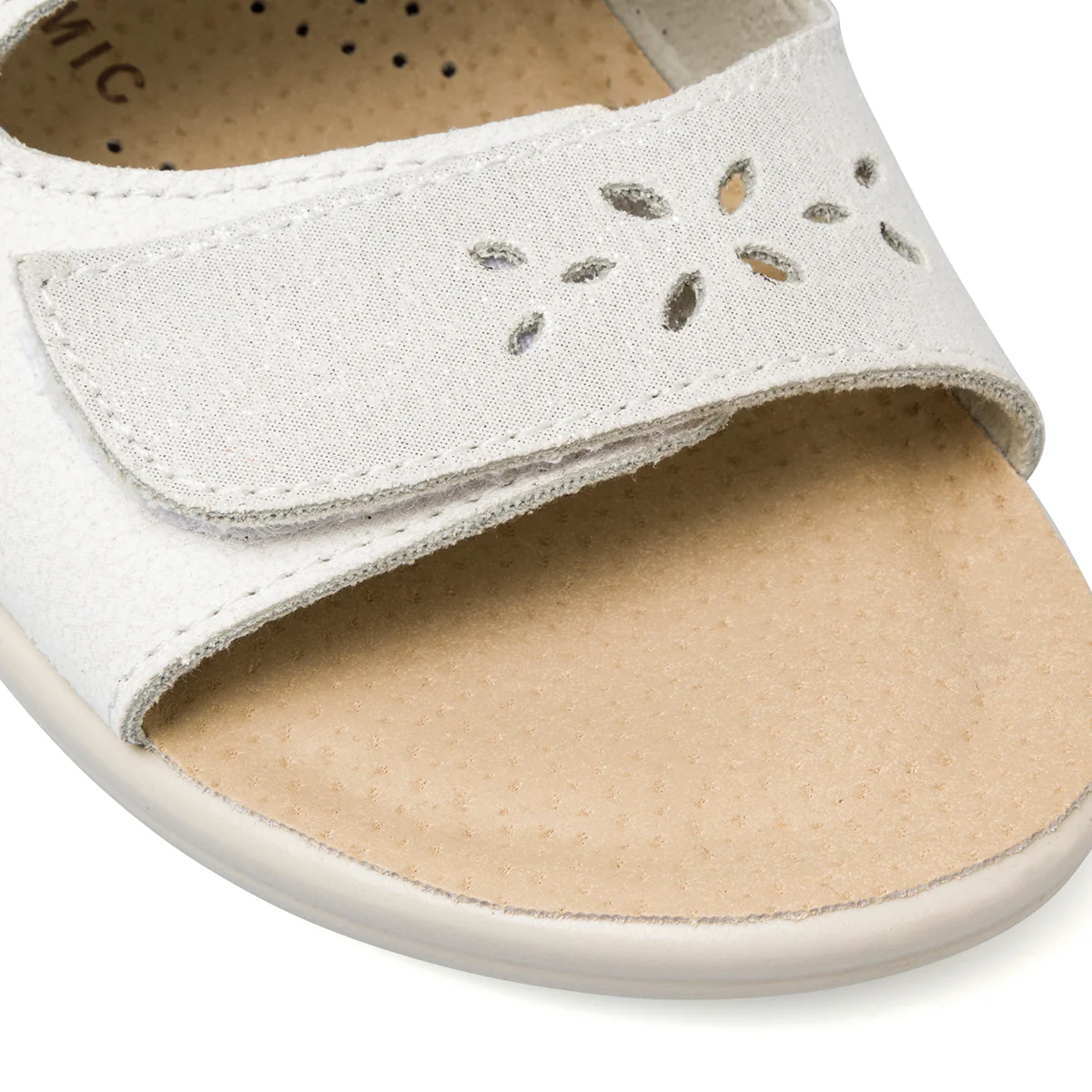 Ciabatte da donna bianche con sottopiede in pelle e dettagli traforati Fly Flot - Image 5