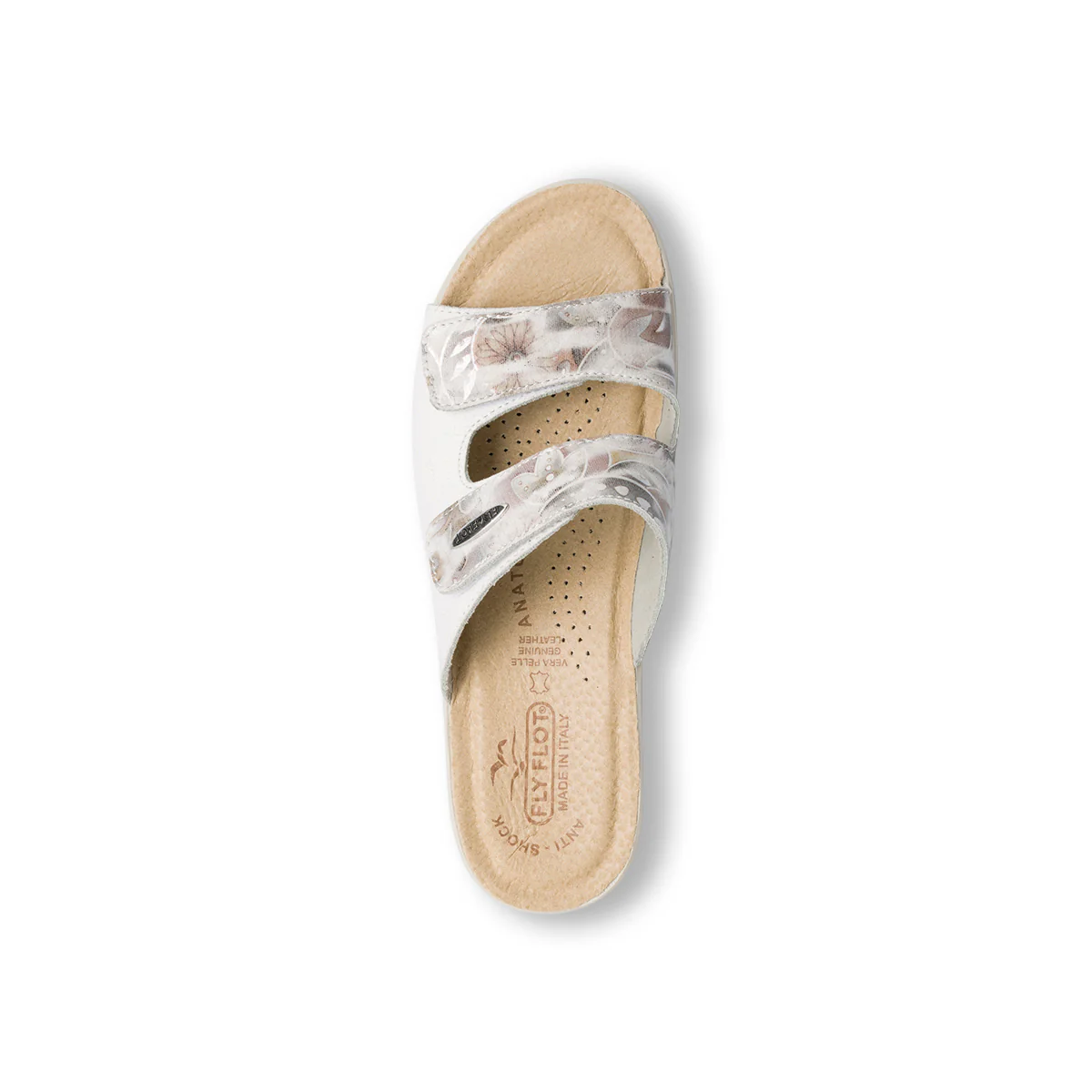 Ciabatte da donna bianche con sottopiede in pelle e stampa a contrasto Fly Flot - Image 5