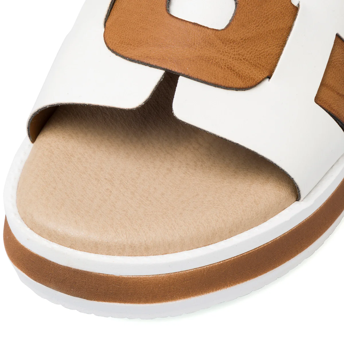 Ciabatte da donna bianco e marrone con zeppa 4,5 cm P Soft - Image 5