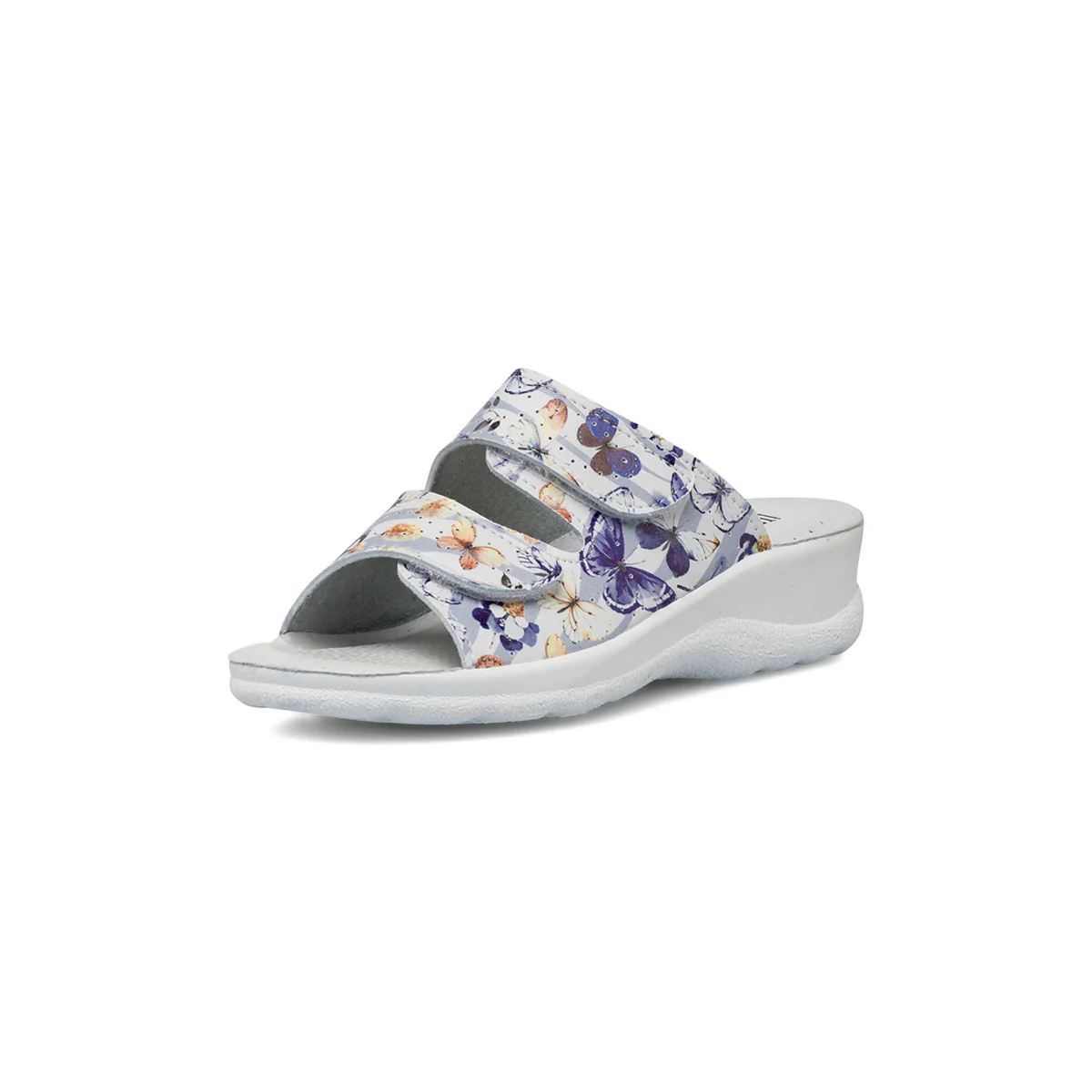 Ciabatte da donna blu in pelle con stampa farfalle Italia Trend - Image 2