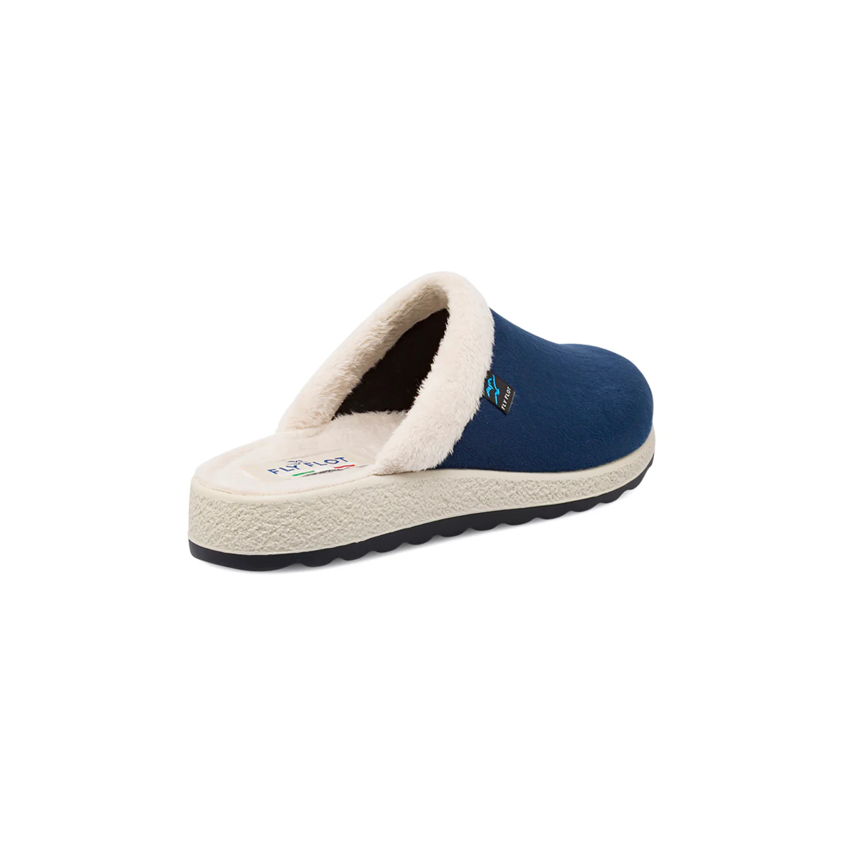 Ciabatte da donna blu in tessuto con imbottitura interna calda Fly Flot - Image 3