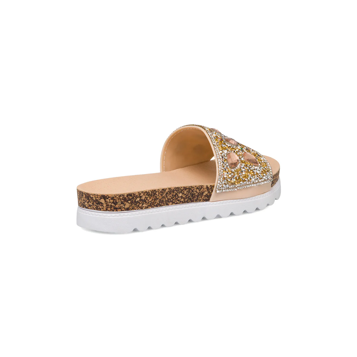 Ciabatte da donna champagne con dettagli gioiello strass Lora Ferres - Image 3