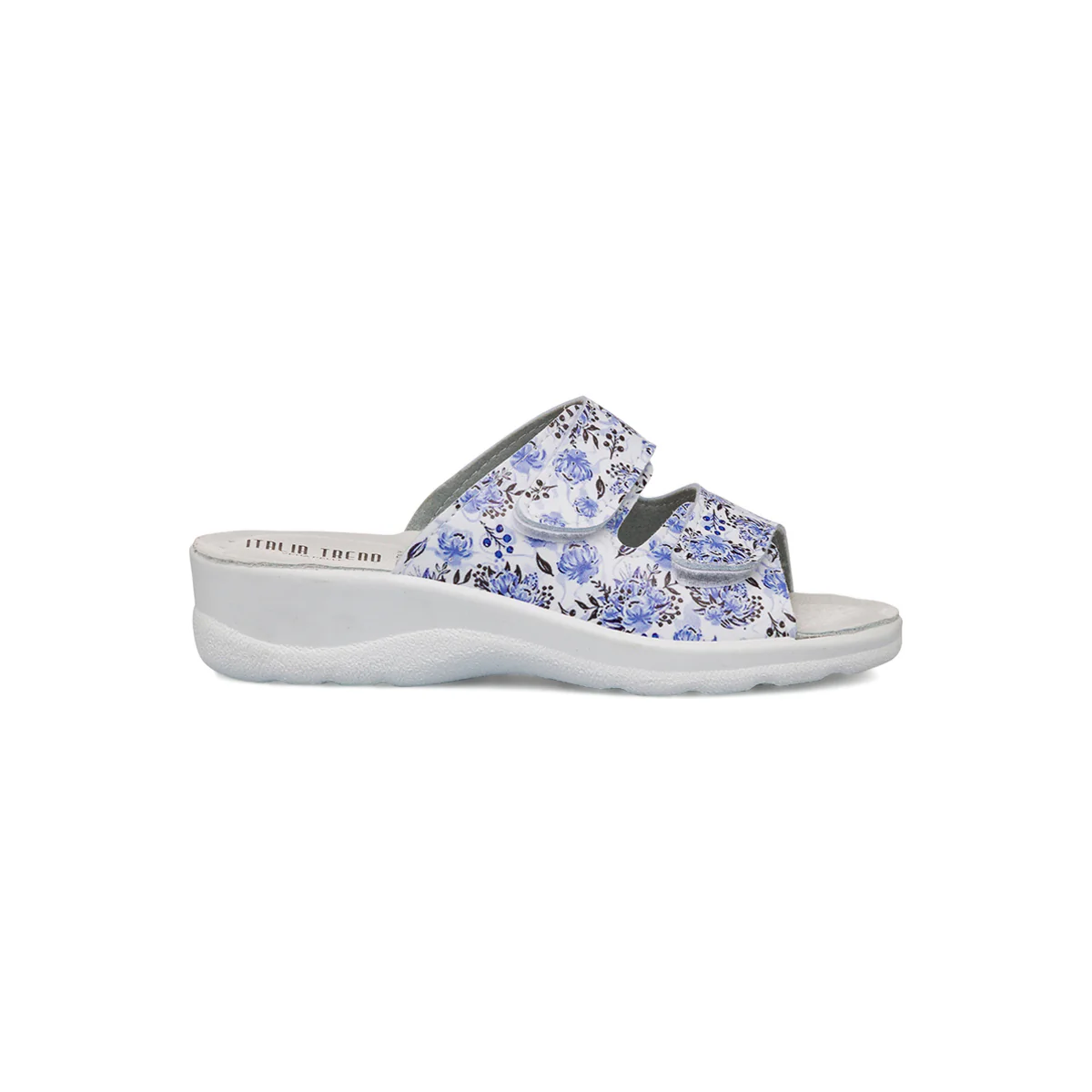 Ciabatte da Donna con doppia fascia blu con stampa floreale Italia Trend