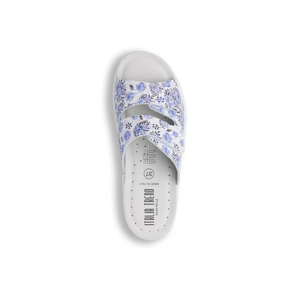 Ciabatte da Donna con doppia fascia blu con stampa floreale Italia Trend - Image 4