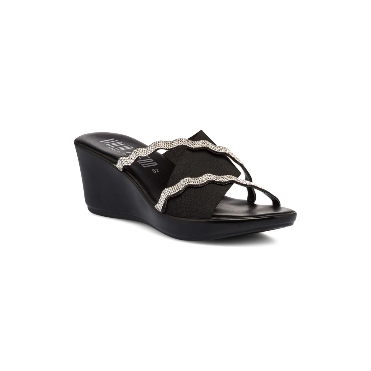 Ciabatte da donna con zeppa e dettaglio con strass frontale Italia Trend - Image 2