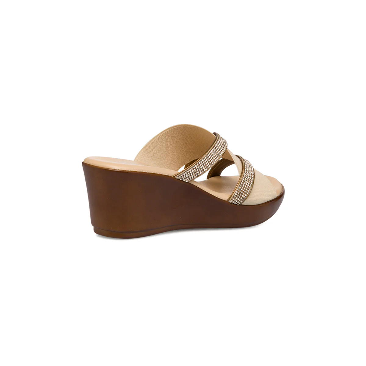 Ciabatte da donna con zeppa e strass beige Italia Trend - Image 3
