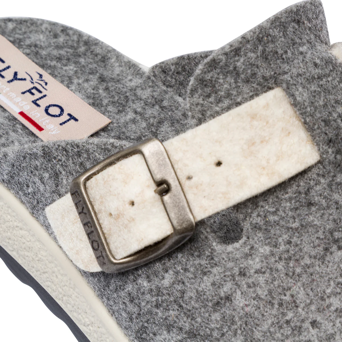 Ciabatte da Donna grigie in feltro con fibbia Fly Flot - Image 5