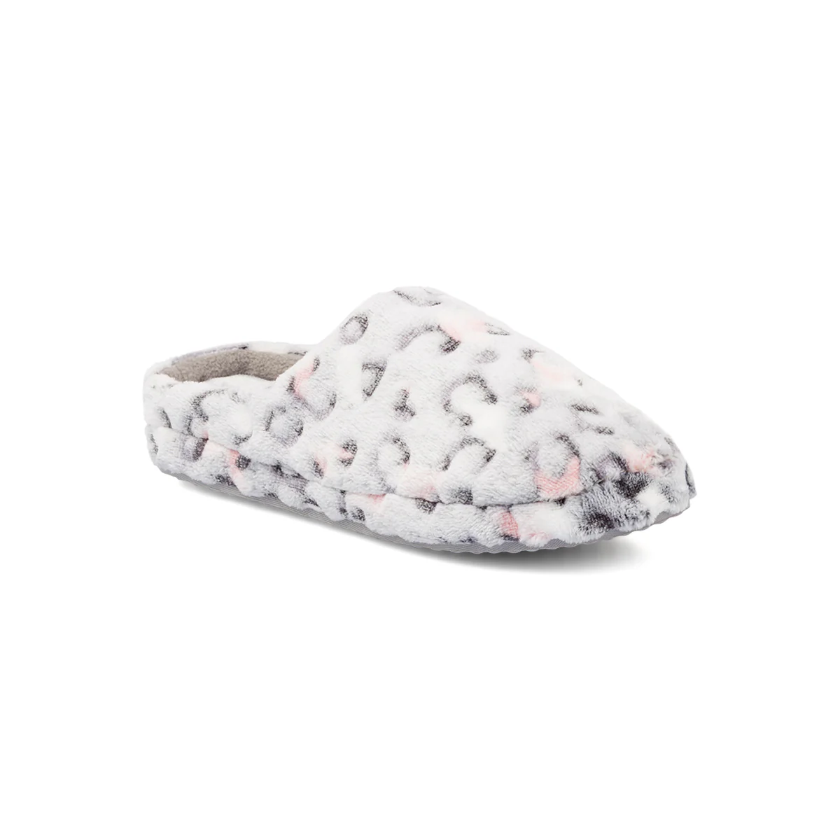 Ciabatte da donna Lora Ferres grigie in peluche con stampa leopardata - Image 2