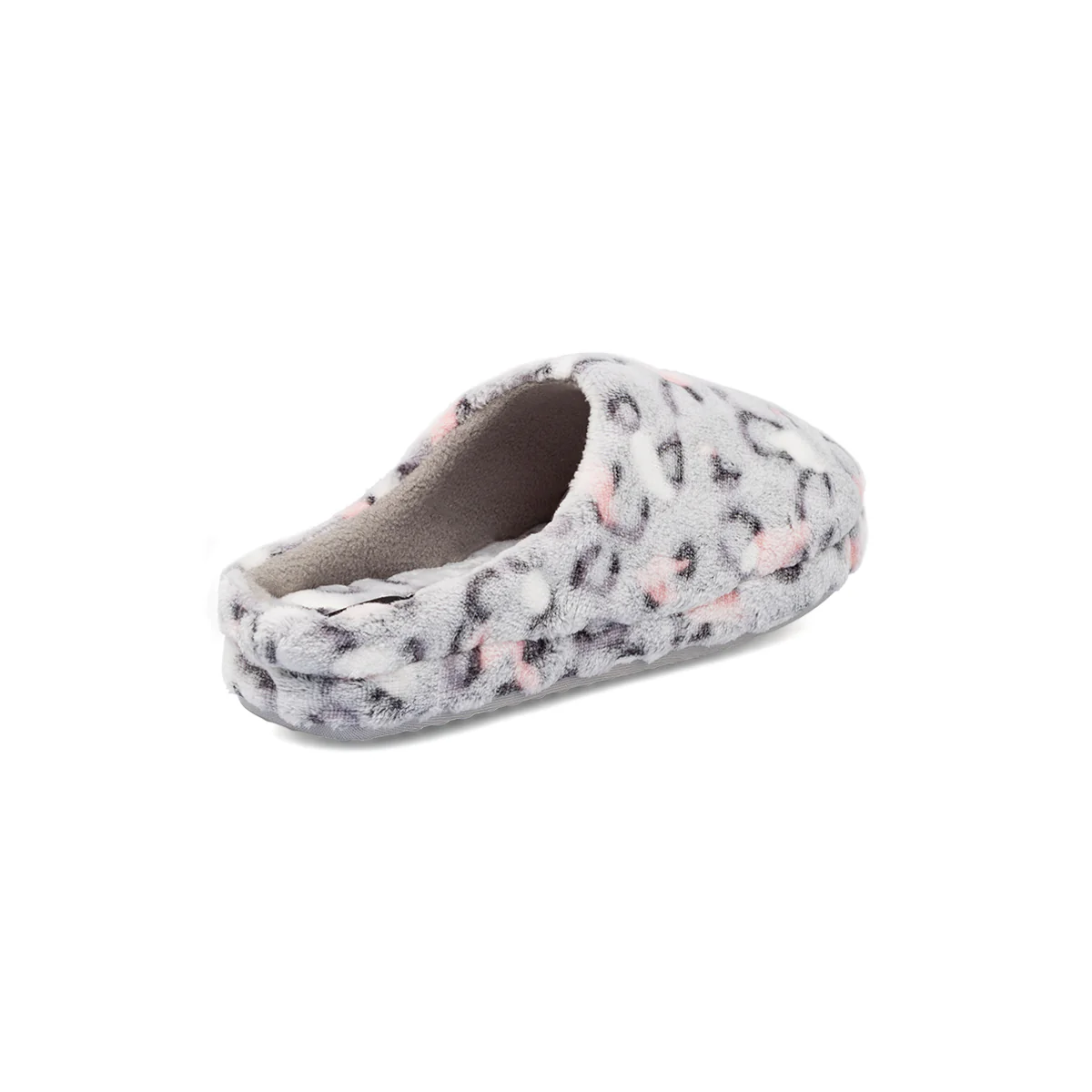 Ciabatte da donna Lora Ferres grigie in peluche con stampa leopardata - Image 3