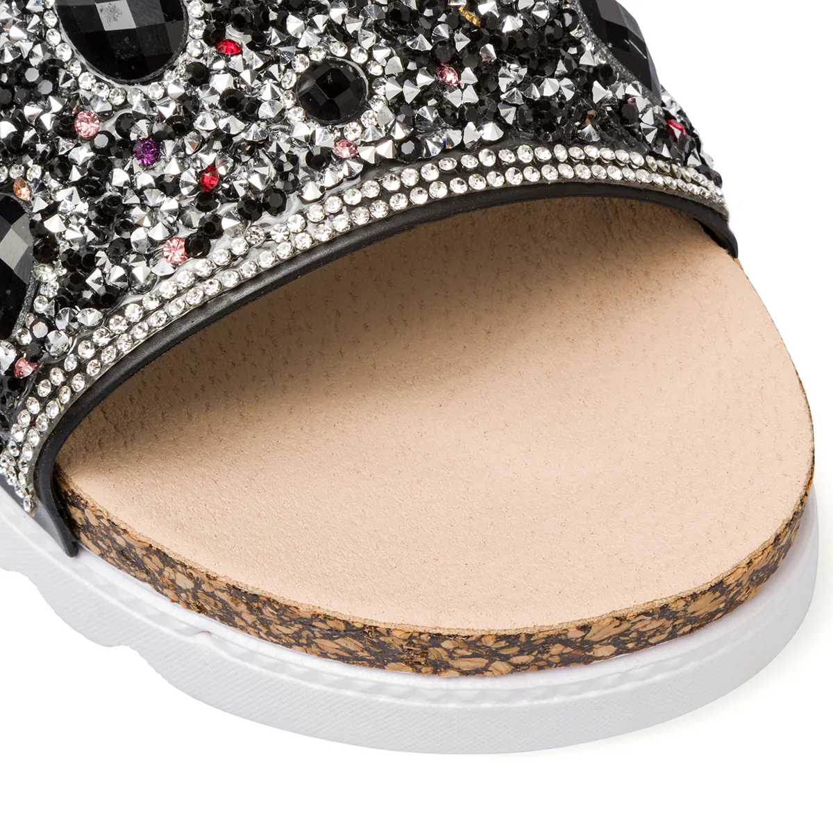 Ciabatte da donna nere con dettagli gioiello strass Lora Ferres - Image 6