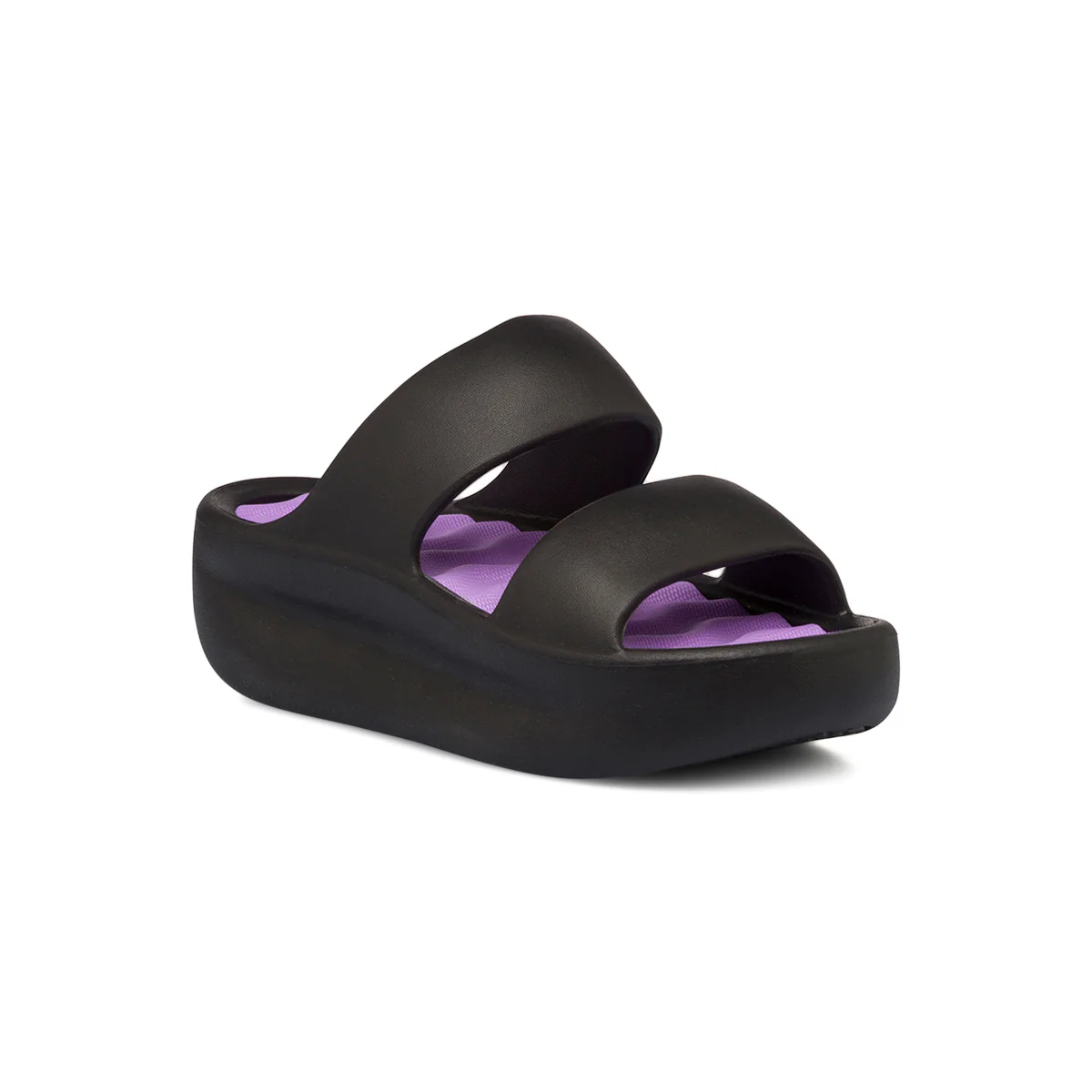 Ciabatte da donna nere e lilla con platform Lora Ferres - Image 2