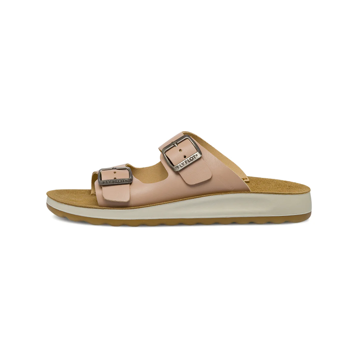 Ciabatte da Donna rosa con fibbie e sottopiede in pelle Fly Flot