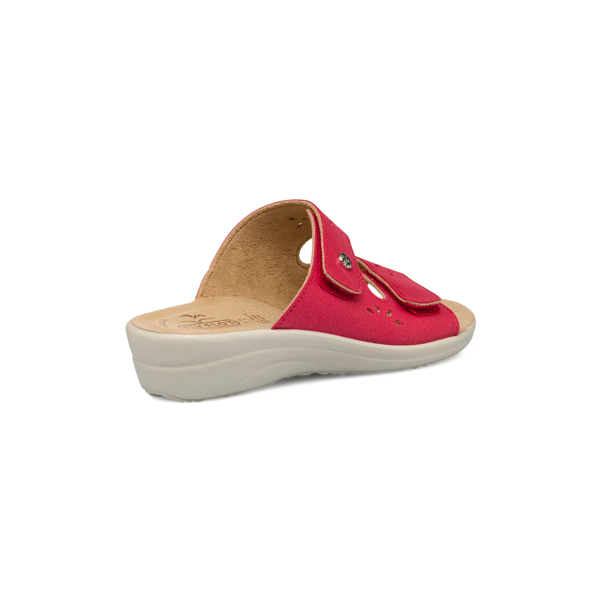 Ciabatte da donna rosse con sottopiede in pelle e dettagli traforati Fly Flot - Image 3