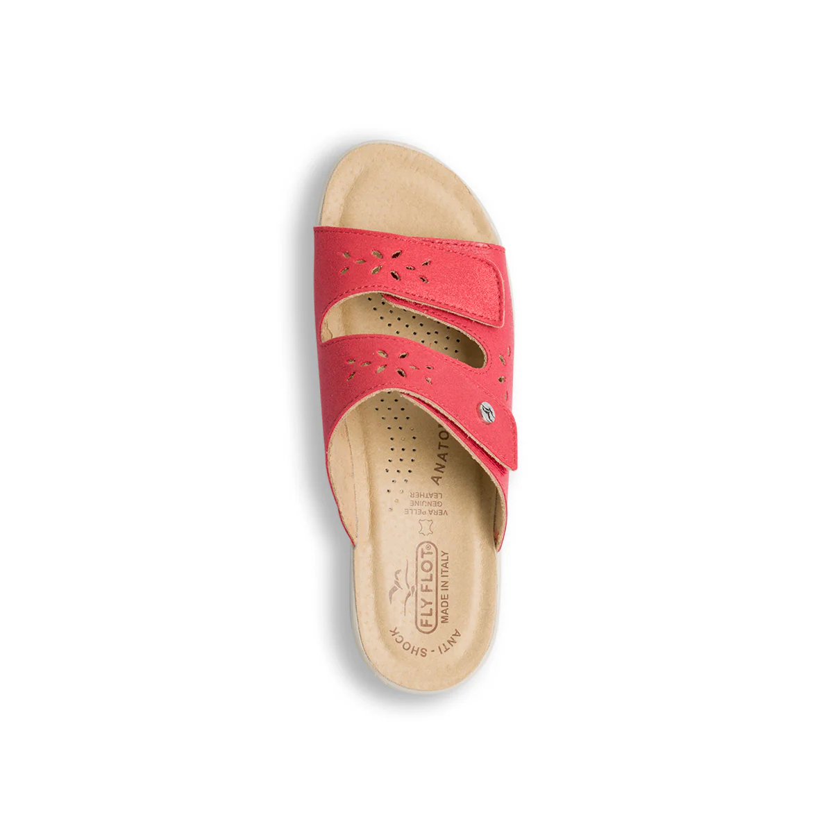 Ciabatte da donna rosse con sottopiede in pelle e dettagli traforati Fly Flot - Image 5