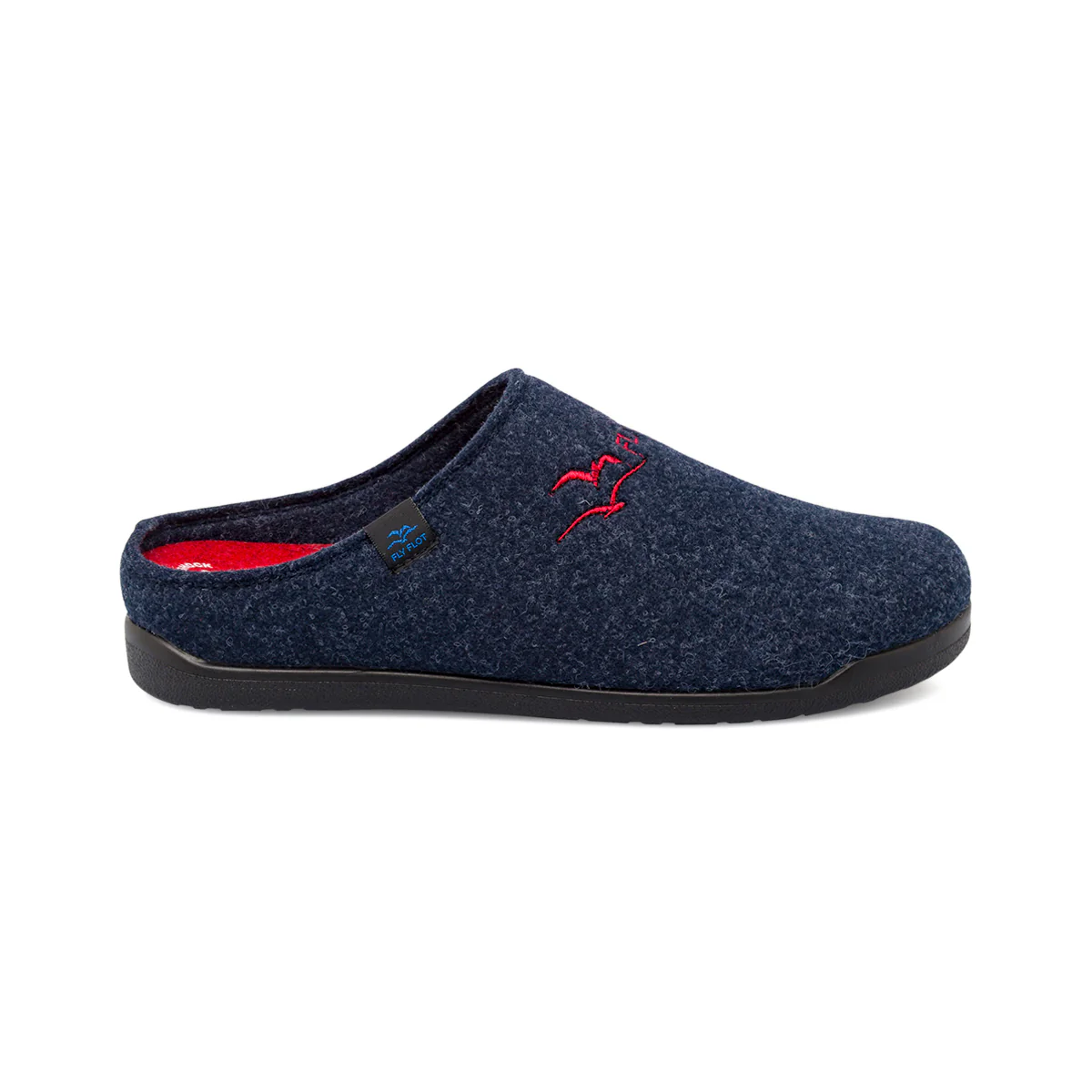 Ciabatte da uomo blu in tessuto con dettagli rossi Fly Flot