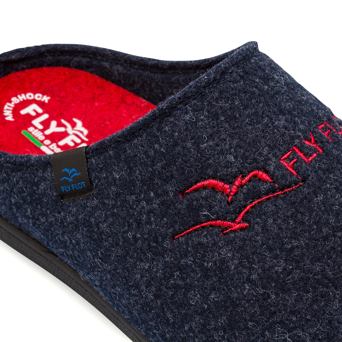 Ciabatte da uomo blu in tessuto con dettagli rossi Fly Flot - Image 4