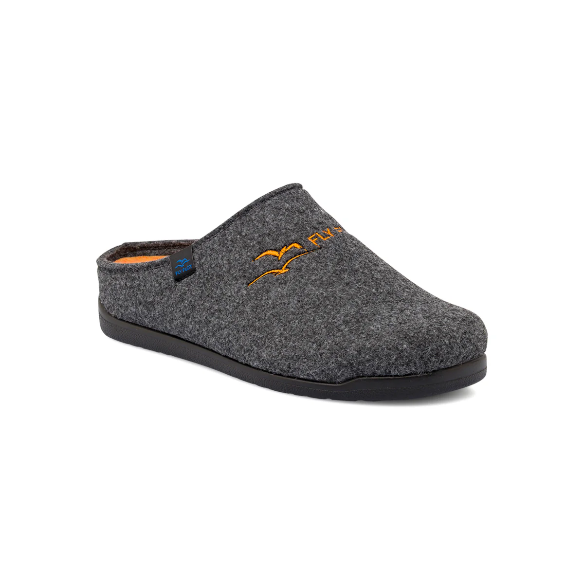 Ciabatte da uomo grigie in tessuto con ricami arancio Fly Flot - Image 2