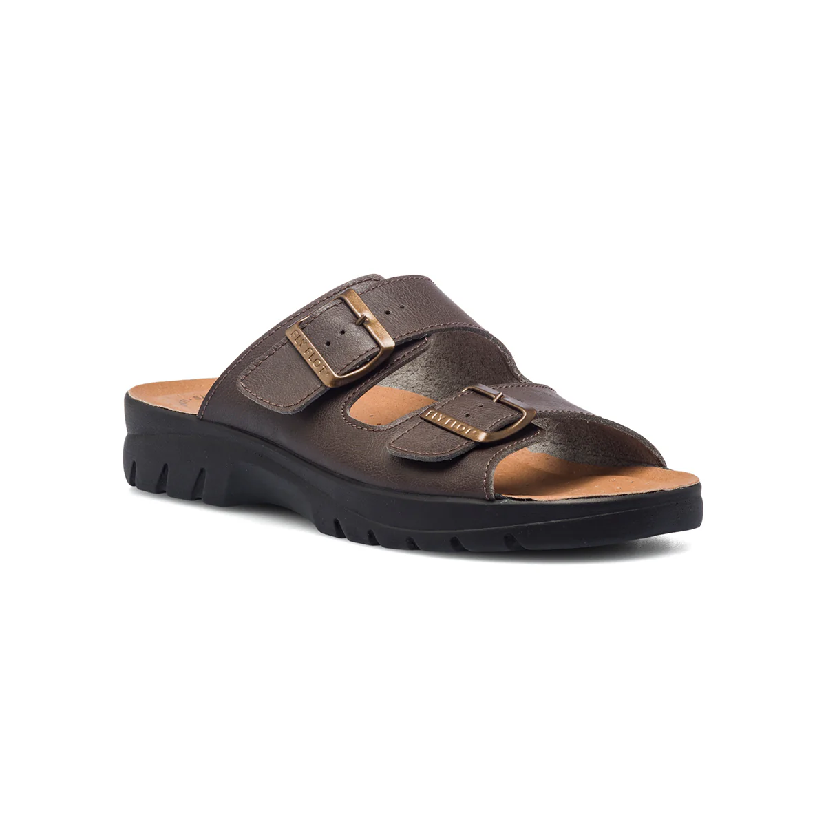 Ciabatte da uomo marroni in similpelle con sottopiede anatomico in pelle Fly Flot - Image 2