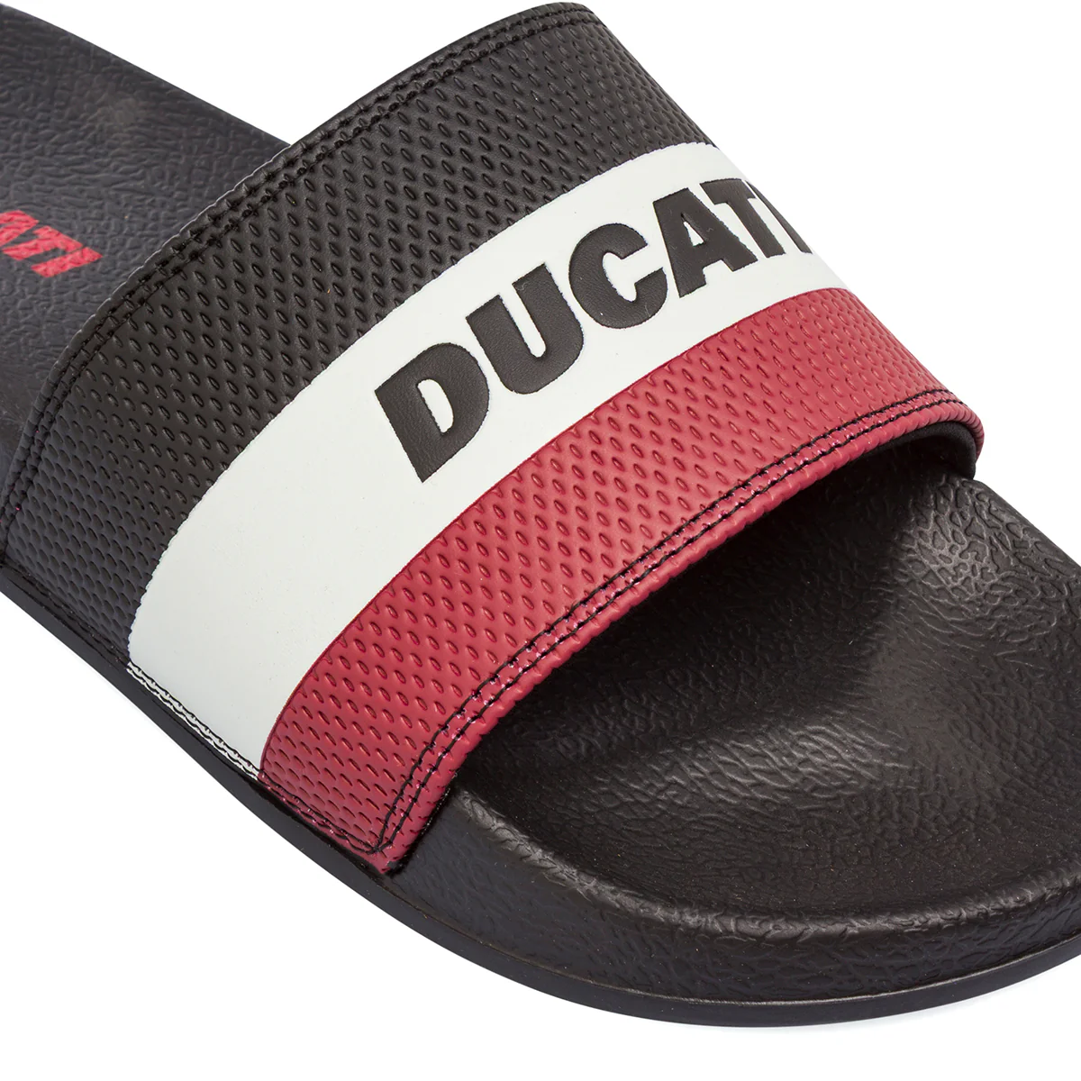 Ciabatte da Uomo Nere con Fascia Logo Rosso e Bianco Ducati - Image 4
