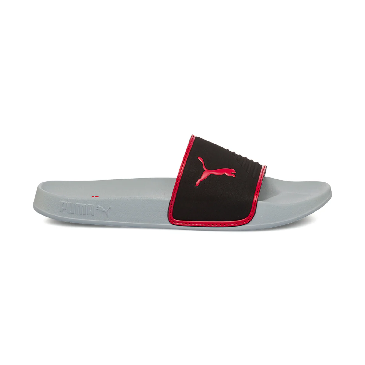 Ciabatte da uomo nere grigie e rosse con logo Puma Leadcat - Image 2