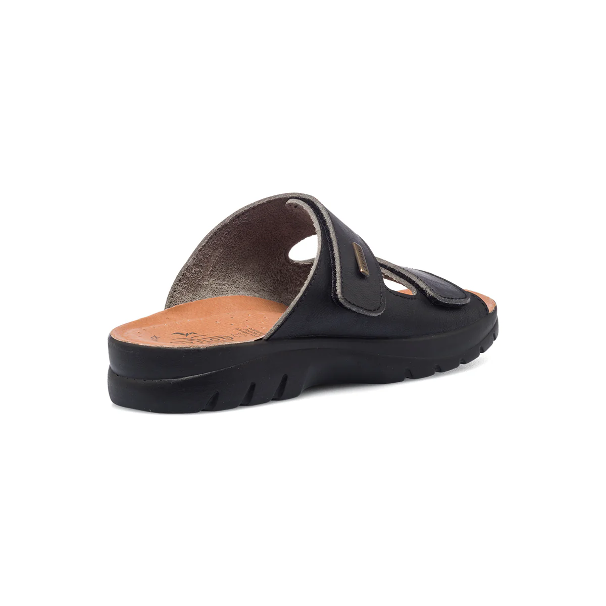 Ciabatte da uomo nere in similpelle con sottopiede anatomico in pelle Fly Flot - Image 3
