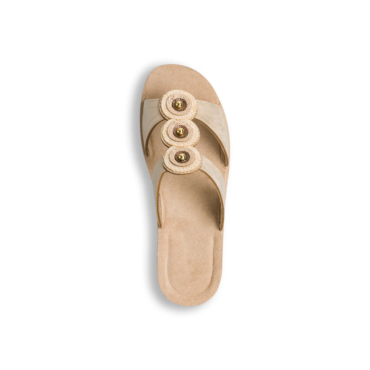 Ciabatte doppia fascia beige da donna con cerchi e strass Inblu - Image 4