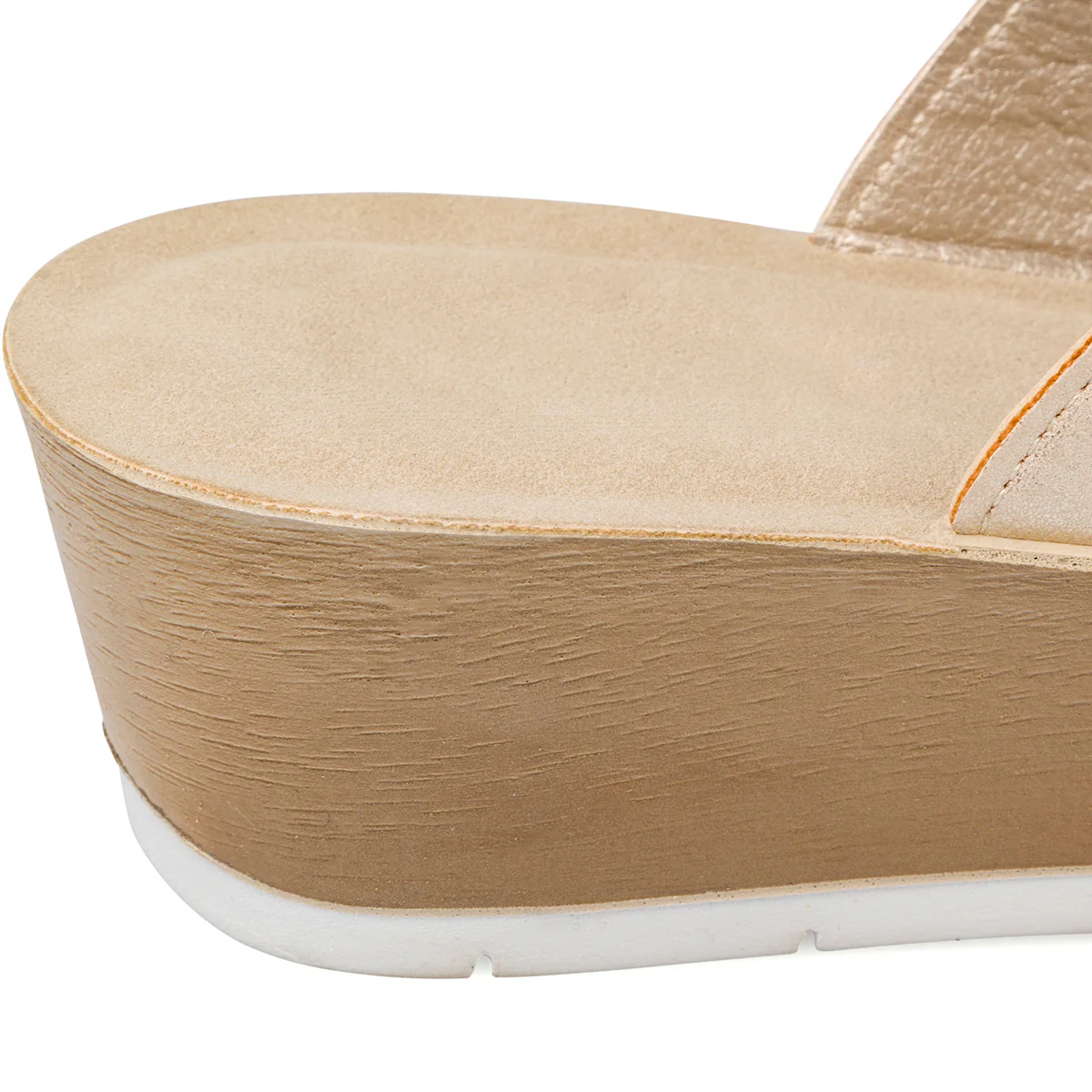 Ciabatte doppia fascia beige da donna con velcro e strass InBlu - Image 6